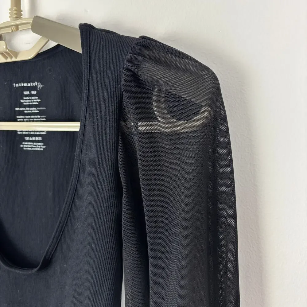 Intimately Free People Lost In Love Seamless Top Sheer Sleeves Scoop Crop XXS